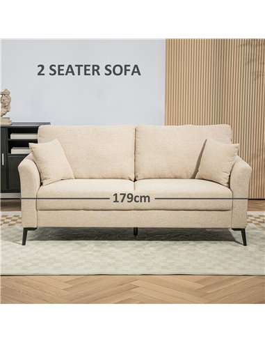 HOMCOM Three-Seater Linen-Look Sofa - Beige 83B-066V71BG