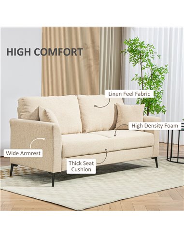 HOMCOM Three-Seater Linen-Look Sofa - Beige 83B-066V71BG