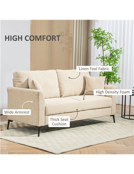 HOMCOM Three-Seater Linen-Look Sofa - Beige 83B-066V71BG - pic 100733 | FastDaddyshop