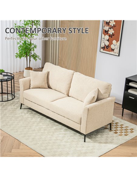 HOMCOM Three-Seater Linen-Look Sofa - Beige 83B-066V71BG - pic 100734 | FastDaddyshop