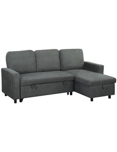 HOMCOM L Sofa Bed, with Storage - Charcoal Grey 83B-143V70CG