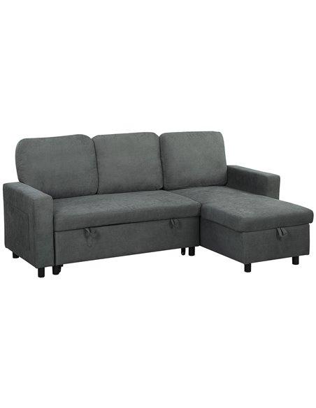 HOMCOM L Sofa Bed, with Storage - Charcoal Grey 83B-143V70CG - pic 100738 | FastDaddyshop