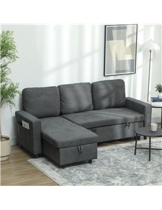 HOMCOM L Sofa Bed, with Storage - Charcoal Grey 83B-143V70CG 2