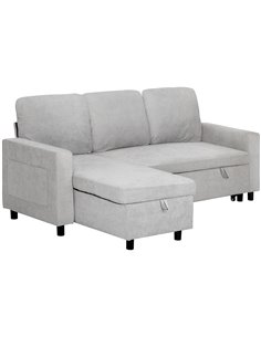 HOMCOM L Sofa Bed, with Storage - Light Grey 83B-143V70LG