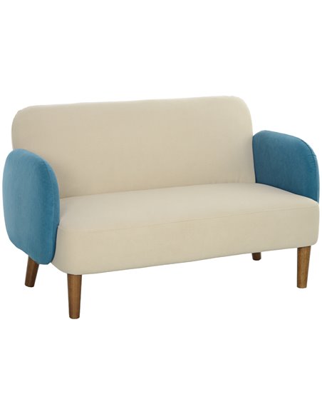 HOMCOM Two-Seater Velvet-Feel Mid Century Sofa - Cream/Blue 83B-054V71CW - pic 100765 | FastDaddyshop