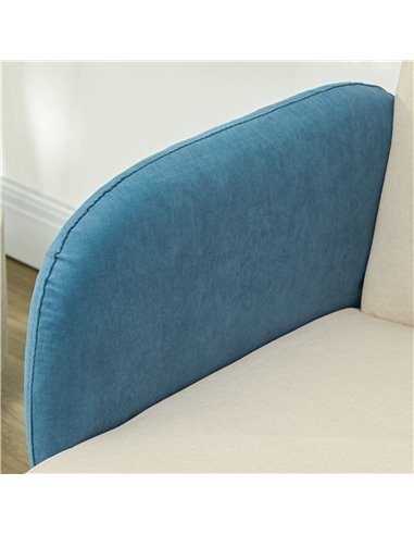 HOMCOM Two-Seater Velvet-Feel Mid Century Sofa - Cream/Blue 83B-054V71CW