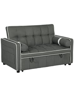 HOMCOM Two-Seater Linen-Look Sofa Bed - Charcoal Grey 83B-174V70CG