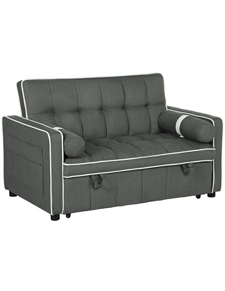HOMCOM Two-Seater Linen-Look Sofa Bed - Charcoal Grey 83B-174V70CG - pic 100774 | FastDaddyshop