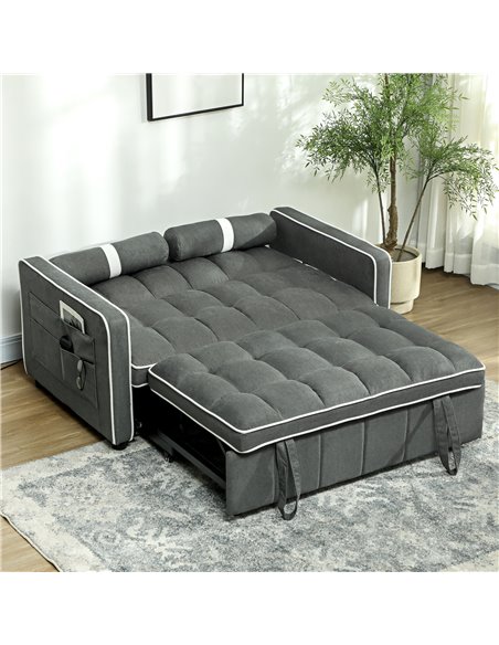 HOMCOM Two-Seater Linen-Look Sofa Bed - Charcoal Grey 83B-174V70CG - pic 100781 | FastDaddyshop