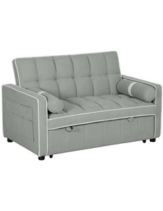 HOMCOM Two-Seater Linen-Look Sofa Bed - Light Grey 83B-174V70LG