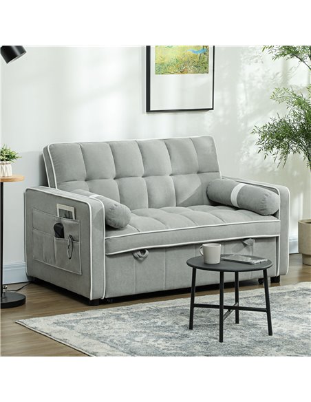 HOMCOM Two-Seater Linen-Look Sofa Bed - Light Grey 83B-174V70LG - pic 100784 | FastDaddyshop