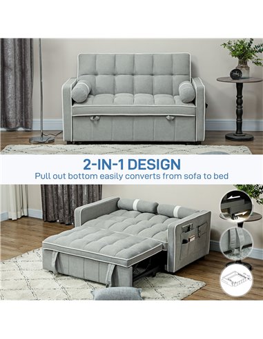 HOMCOM Two-Seater Linen-Look Sofa Bed - Light Grey 83B-174V70LG