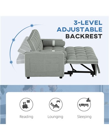 HOMCOM Two-Seater Linen-Look Sofa Bed - Light Grey 83B-174V70LG