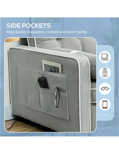HOMCOM Two-Seater Linen-Look Sofa Bed - Light Grey 83B-174V70LG