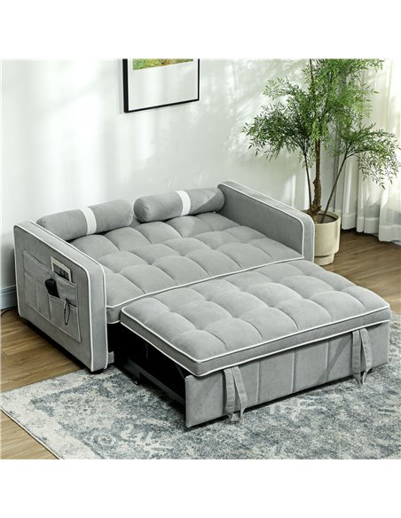 HOMCOM Two-Seater Linen-Look Sofa Bed - Light Grey 83B-174V70LG - pic 100790 | FastDaddyshop