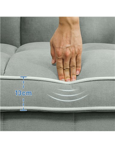 HOMCOM Two-Seater Linen-Look Sofa Bed - Light Grey 83B-174V70LG