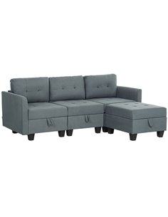 HOMCOM 'L' Shape Modular Sofa, with Storage - Dark Grey 83B-015V70CG