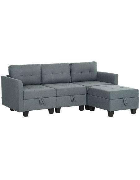 HOMCOM 'L' Shape Modular Sofa, with Storage - Dark Grey 83B-015V70CG - pic 100792 | FastDaddyshop