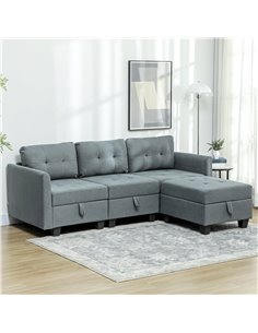 HOMCOM 'L' Shape Modular Sofa, with Storage - Dark Grey 83B-015V70CG 2