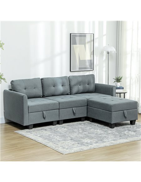 HOMCOM 'L' Shape Modular Sofa, with Storage - Dark Grey 83B-015V70CG - pic 100793 | FastDaddyshop
