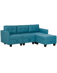 HOMCOM 'L' Shape Modular Sofa, with Storage - Light Blue 83B-015V70GN