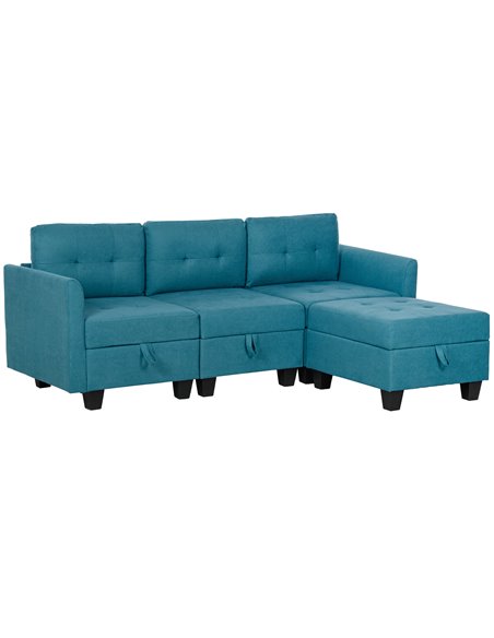 HOMCOM 'L' Shape Modular Sofa, with Storage - Light Blue 83B-015V70GN - pic 100801 | FastDaddyshop
