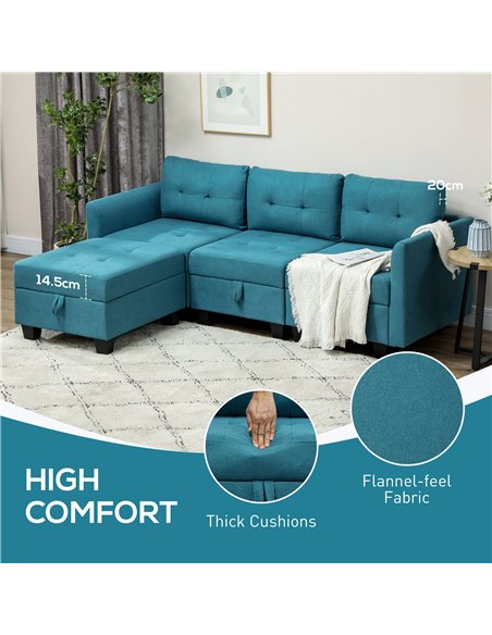HOMCOM 'L' Shape Modular Sofa, with Storage - Light Blue 83B-015V70GN - pic 100806 | FastDaddyshop