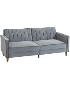 HOMCOM Velvet-Feel Three-Seater Sofa Bed - Dark Grey 839-076V73CG