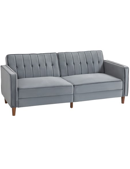 HOMCOM Velvet-Feel Three-Seater Sofa Bed - Dark Grey 839-076V73CG - pic 100810 | FastDaddyshop