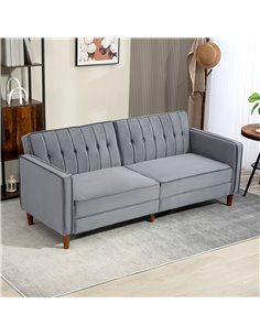 HOMCOM Velvet-Feel Three-Seater Sofa Bed - Dark Grey 839-076V73CG 2