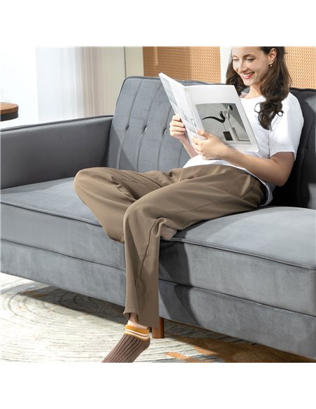 HOMCOM Velvet-Feel Three-Seater Sofa Bed - Dark Grey 839-076V73CG - pic 100817 | FastDaddyshop