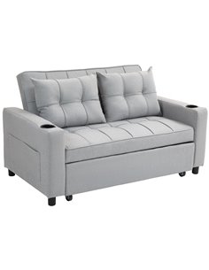 HOMCOM Two-Seater Pull-Out Sofa Bed - Light Grey 83B-048V70LG