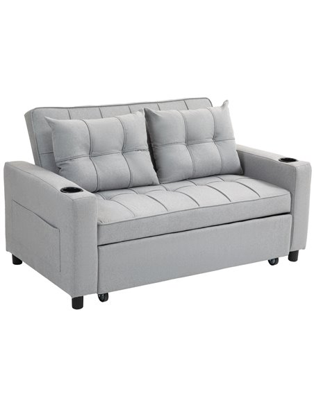 HOMCOM Two-Seater Pull-Out Sofa Bed - Light Grey 83B-048V70LG - pic 100819 | FastDaddyshop