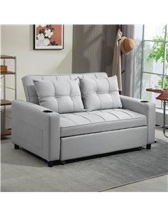 HOMCOM Two-Seater Pull-Out Sofa Bed - Light Grey 83B-048V70LG 2