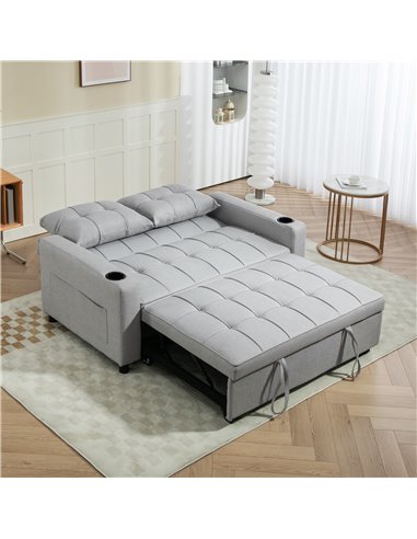 HOMCOM Two-Seater Pull-Out Sofa Bed - Light Grey 83B-048V70LG