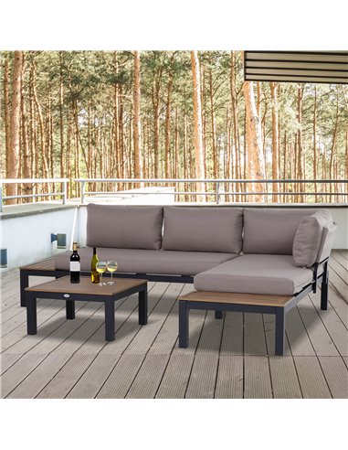 Outsunny 3-Piece Aluminium Frame Outdoor Garden Furniture Set Mixed Grey