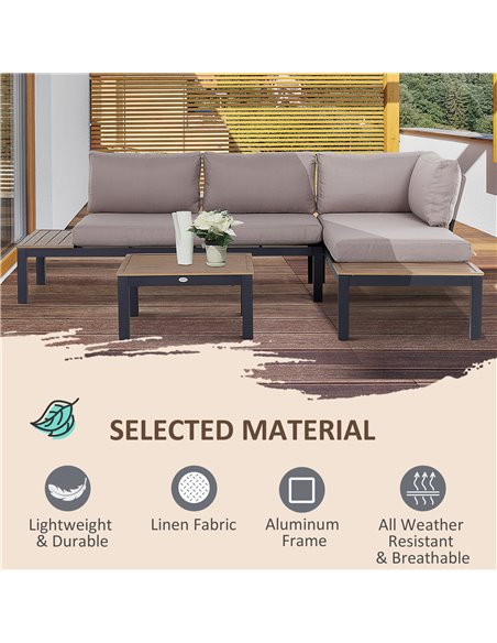 Outsunny 3-Piece Aluminium Frame Outdoor Garden Furniture Set Mixed Grey - pic 10091 | FastDaddyshop