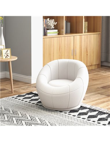 HOMCOM Modern Accent Chair, Swivel Upholstered Armchair for Living Room, Bedroom, Home Office, White 839-803V70WT