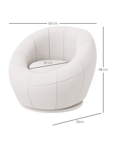HOMCOM Modern Accent Chair, Swivel Upholstered Armchair for Living Room, Bedroom, Home Office, White 839-803V70WT