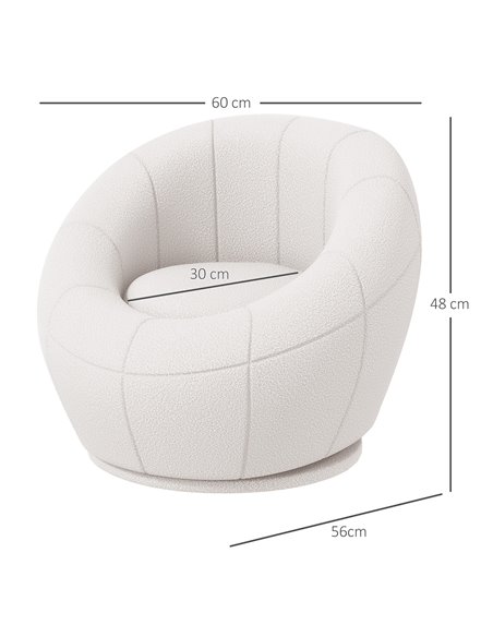 HOMCOM Modern Accent Chair, Swivel Upholstered Armchair for Living Room, Bedroom, Home Office, White 839-803V70WT - pic 100911 | FastDaddyshop