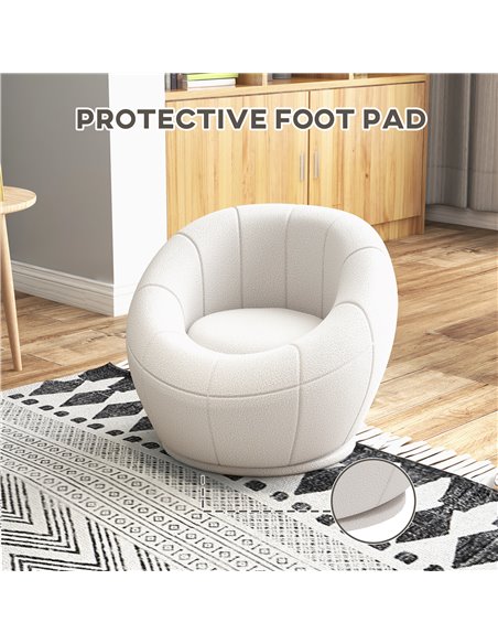 HOMCOM Modern Accent Chair, Swivel Upholstered Armchair for Living Room, Bedroom, Home Office, White 839-803V70WT - pic 100914 | FastDaddyshop