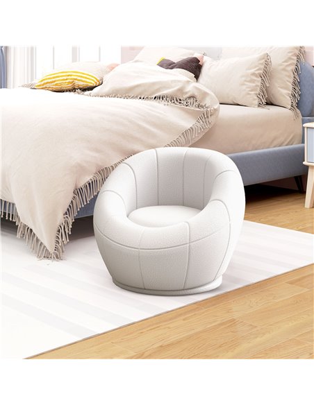 HOMCOM Modern Accent Chair, Swivel Upholstered Armchair for Living Room, Bedroom, Home Office, White 839-803V70WT - pic 100915 | FastDaddyshop