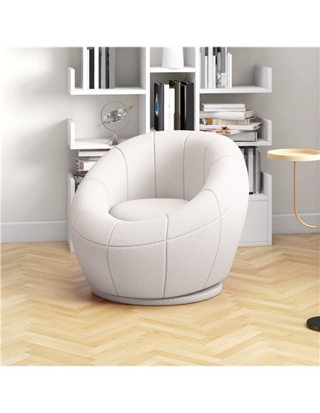 HOMCOM Modern Accent Chair, Swivel Upholstered Armchair for Living Room, Bedroom, Home Office, White 839-803V70WT - pic 100916 | FastDaddyshop