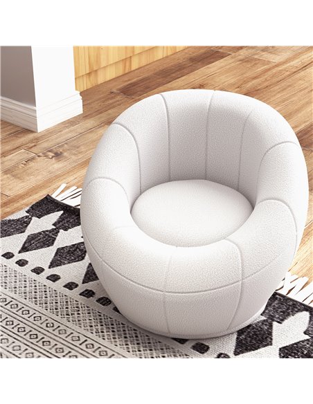 HOMCOM Modern Accent Chair, Swivel Upholstered Armchair for Living Room, Bedroom, Home Office, White 839-803V70WT - pic 100917 | FastDaddyshop