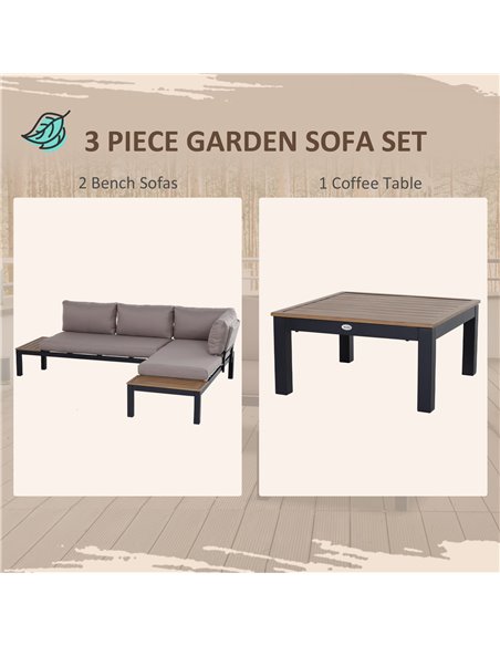 Outsunny 3-Piece Aluminium Frame Outdoor Garden Furniture Set Mixed Grey - pic 10092 | FastDaddyshop