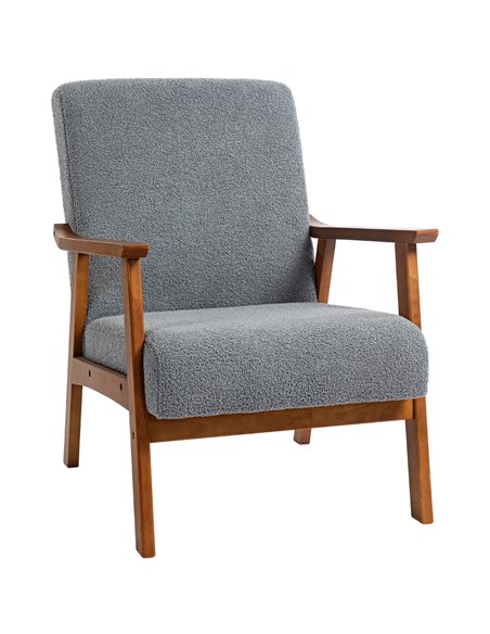 HOMCOM Armchair with Wide Seat, Boucle Accent Chair, Thick Padded Occasional Chair with Solid Wood Frame for Living Room Bedroom - pic 100927 | FastDaddyshop