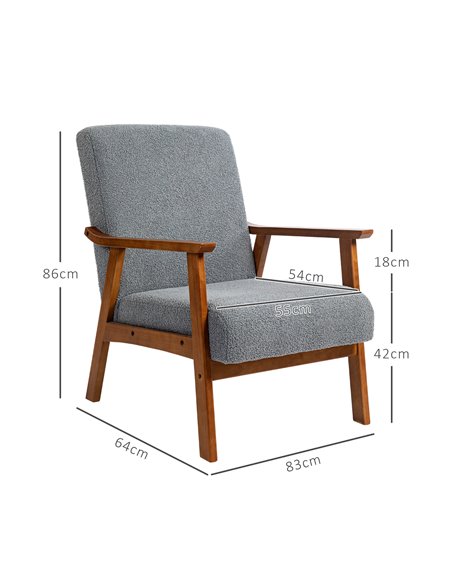 HOMCOM Armchair with Wide Seat, Boucle Accent Chair, Thick Padded Occasional Chair with Solid Wood Frame for Living Room Bedroom - pic 100929 | FastDaddyshop