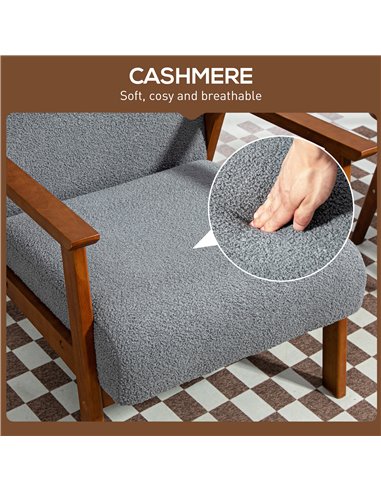 HOMCOM Armchair with Wide Seat, Boucle Accent Chair, Thick Padded Occasional Chair with Solid Wood Frame for Living Room Bedroom