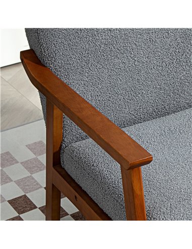 HOMCOM Armchair with Wide Seat, Boucle Accent Chair, Thick Padded Occasional Chair with Solid Wood Frame for Living Room Bedroom
