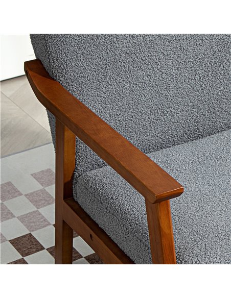 HOMCOM Armchair with Wide Seat, Boucle Accent Chair, Thick Padded Occasional Chair with Solid Wood Frame for Living Room Bedroom - pic 100935 | FastDaddyshop